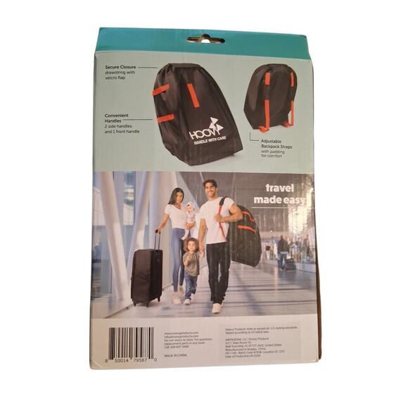 Hoovy Safe & Secure Travel Car Seat Bag Black W/ Adjustable Straps Baby Toddler - Picture 2 of 5